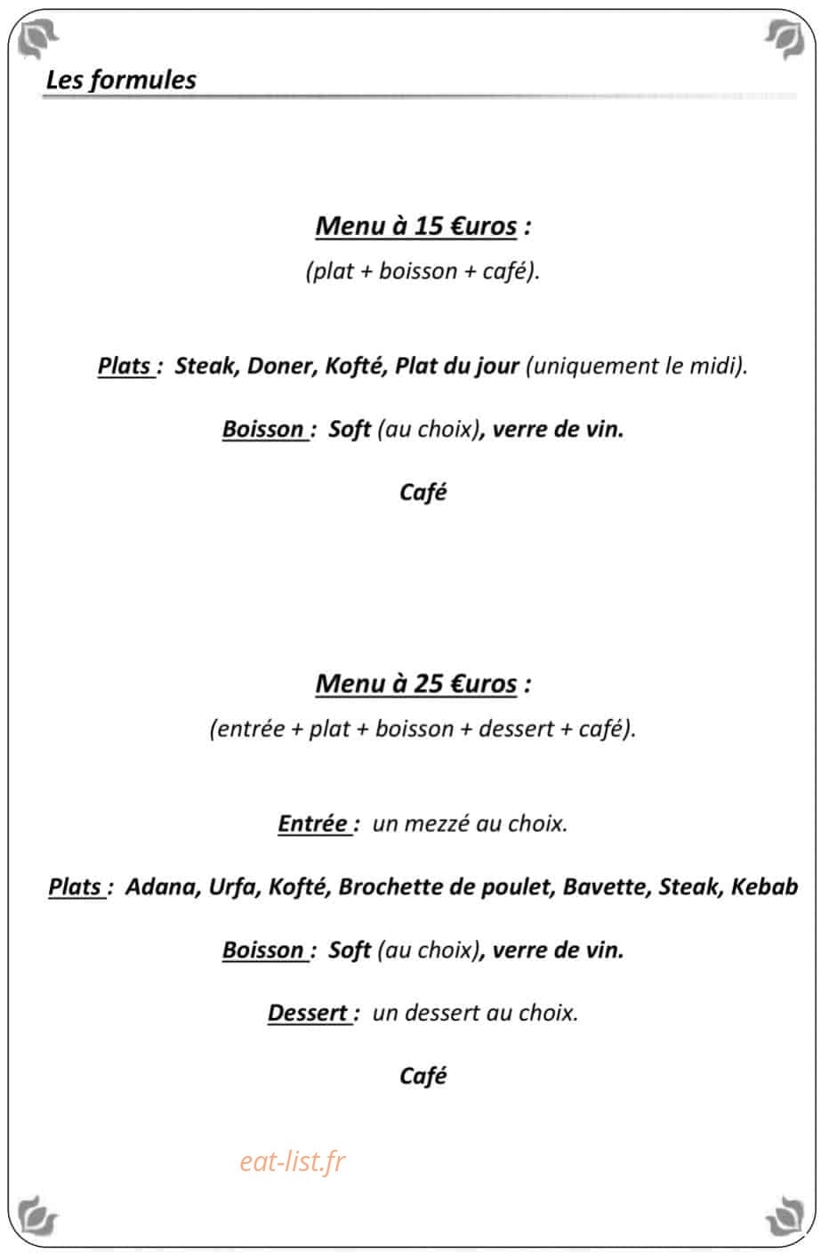 Saveurs d'Orient — carte page 7