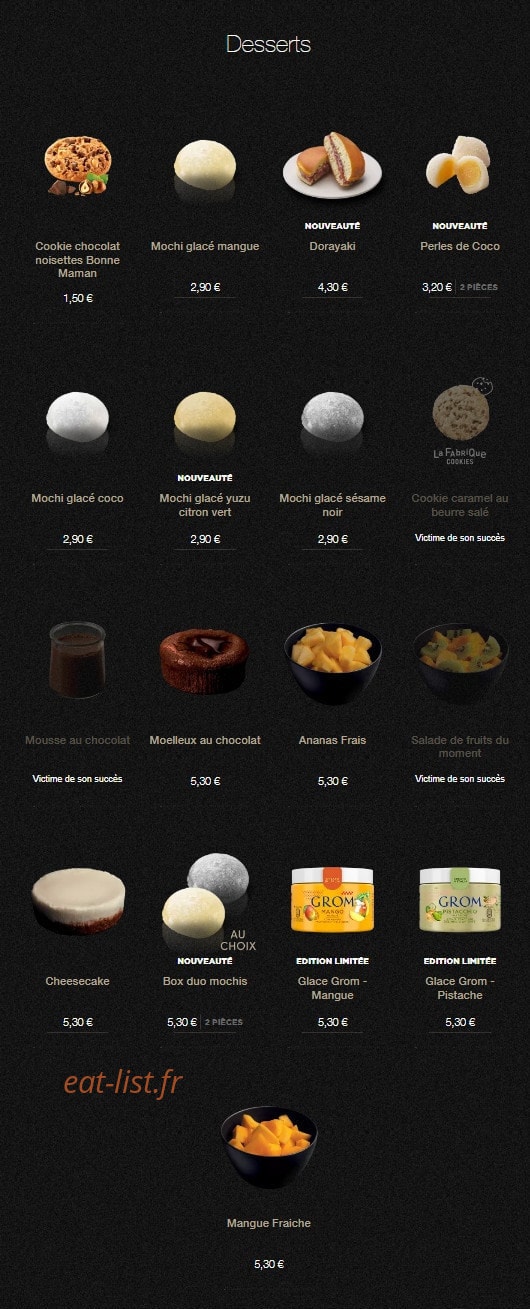 Sushi Shop — carte page 25