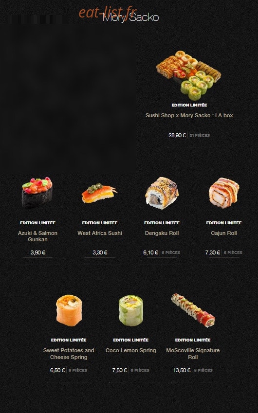 Sushi Shop — carte page 3