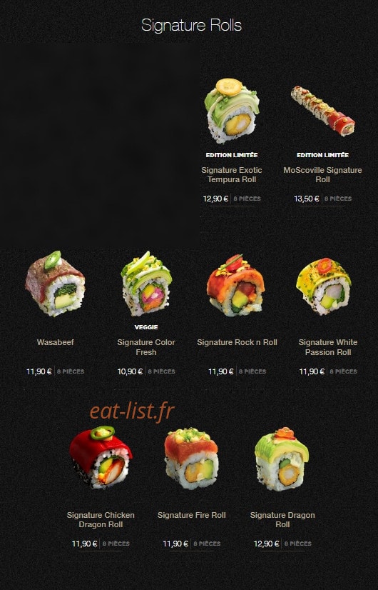 Sushi Shop — carte page 19