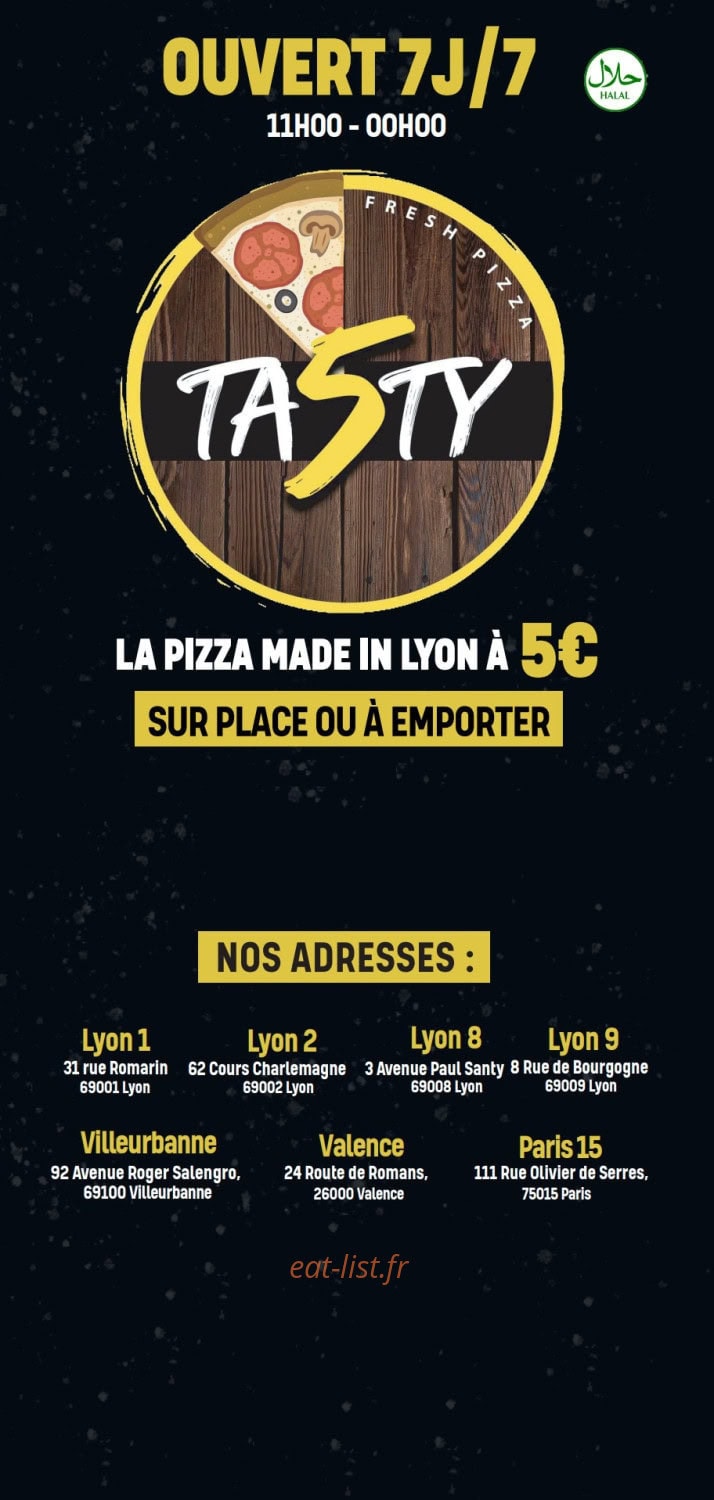Ta5ty Pizza — carte page 1