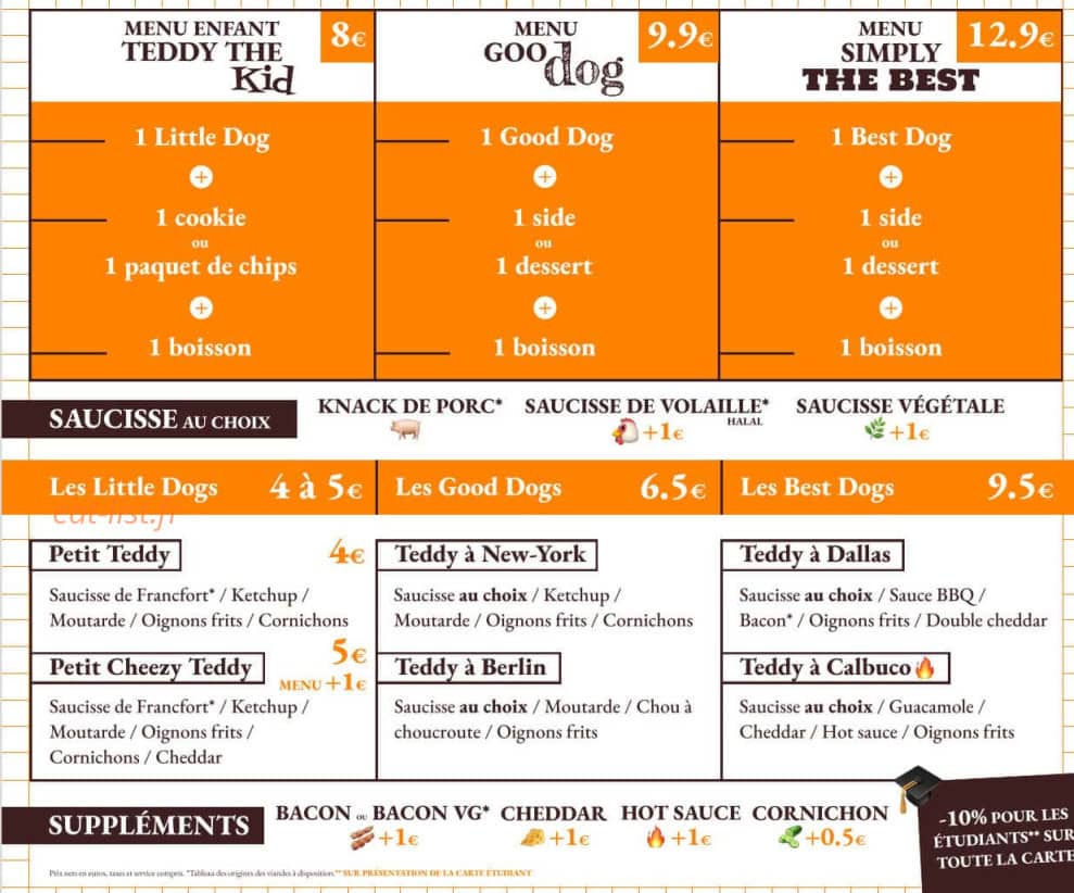 Teddy’s — carte page 1