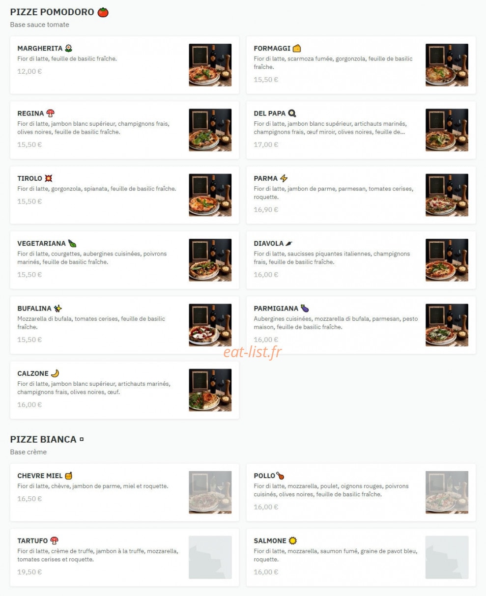 Trattoria Célestins — carte page 1