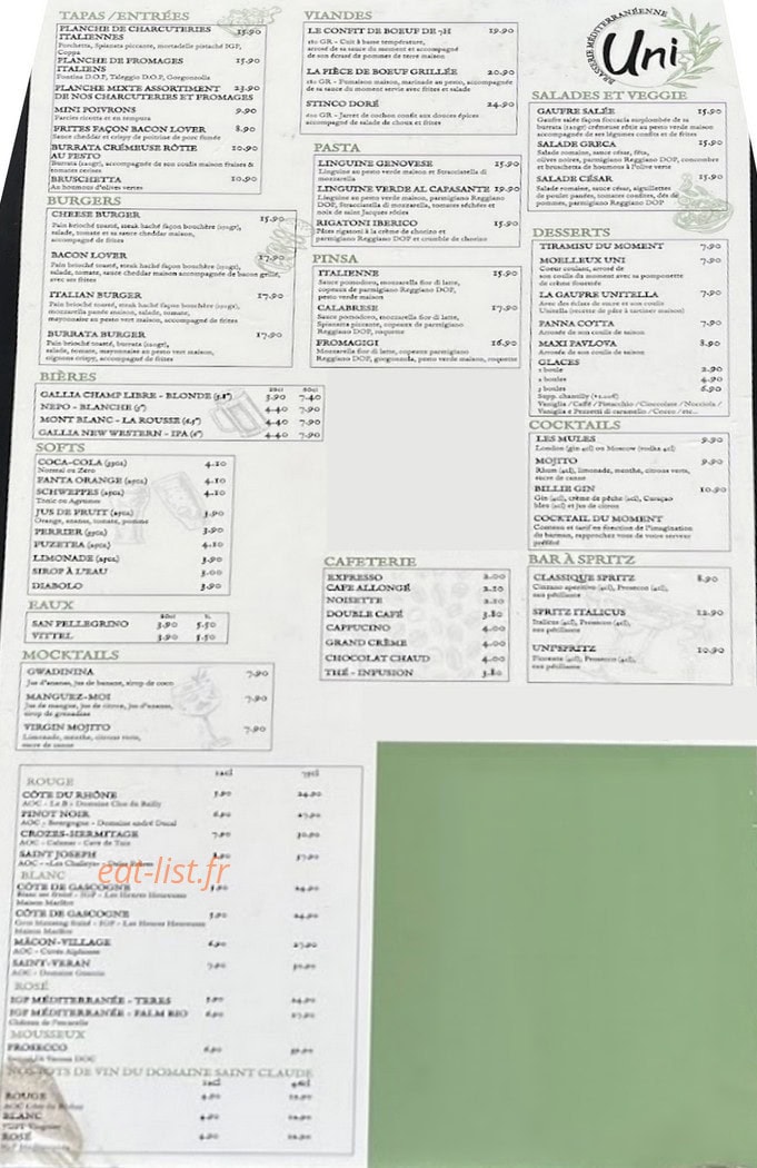 Uni — carte page 1