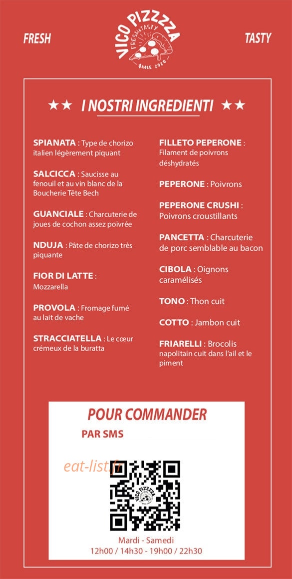 Vico Pizzzza — carte page 2