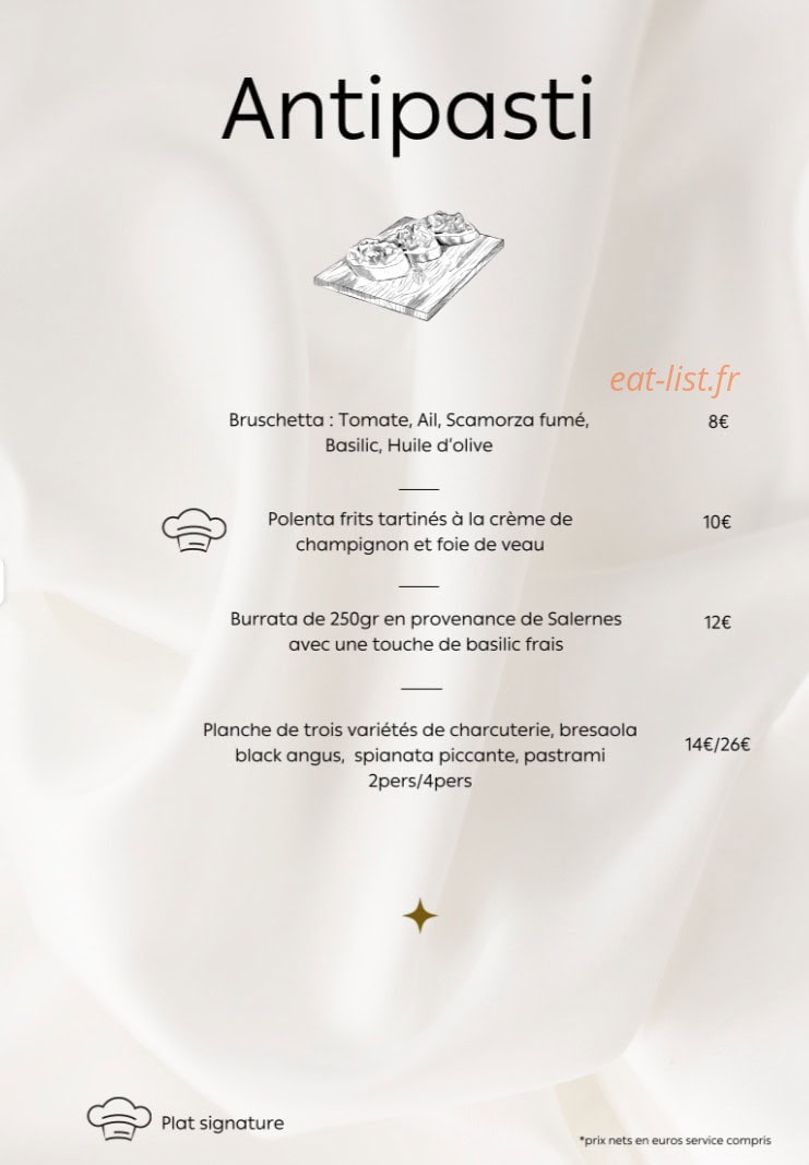 Amedeo Trattoria — carte page 1
