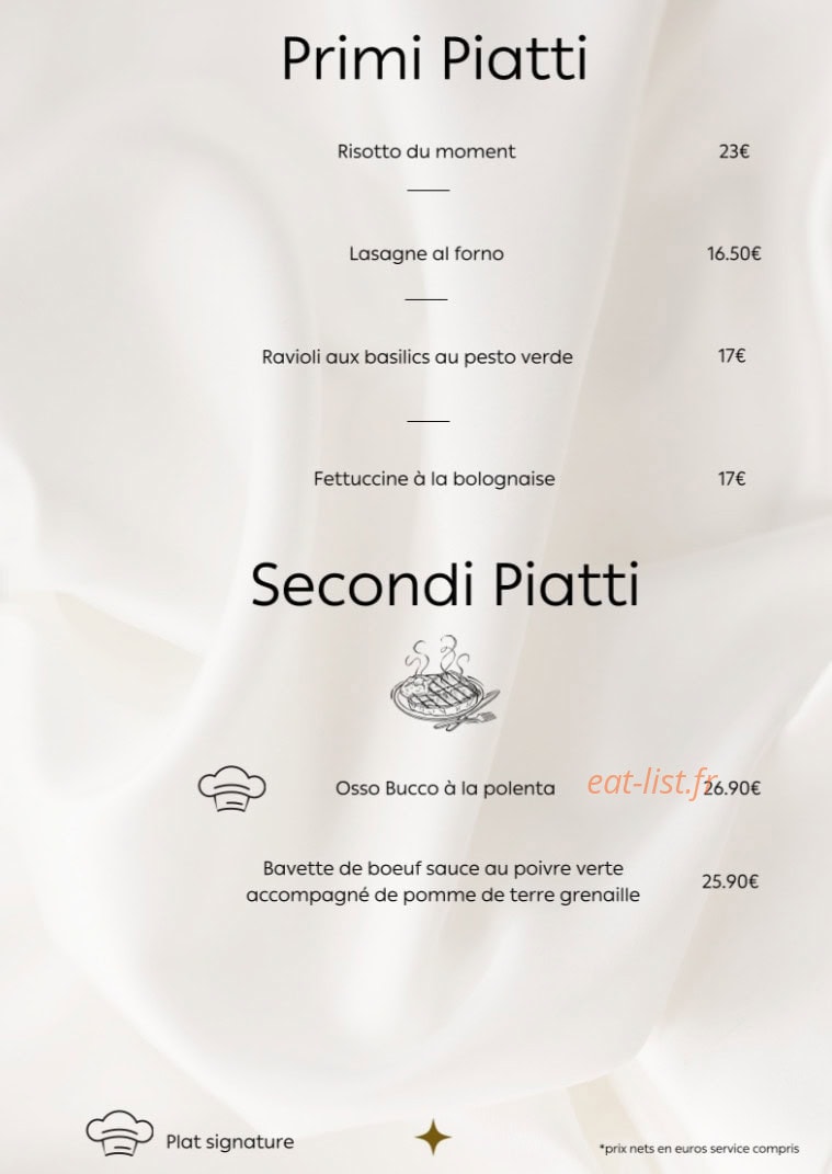 Amedeo Trattoria — carte page 2