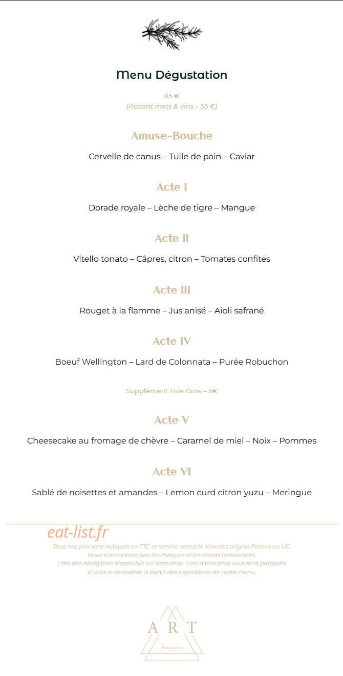 Art Restaurant — carte page 3
