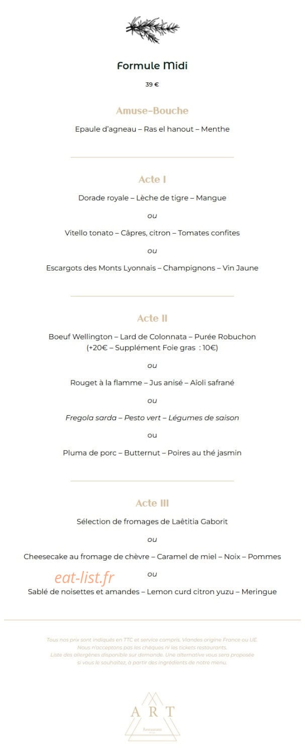 Art Restaurant — carte page 2