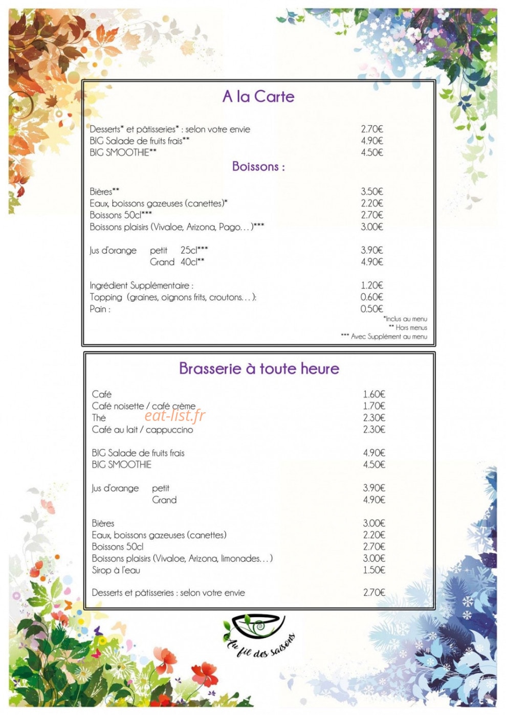 Au fil des saisons — carte page 2