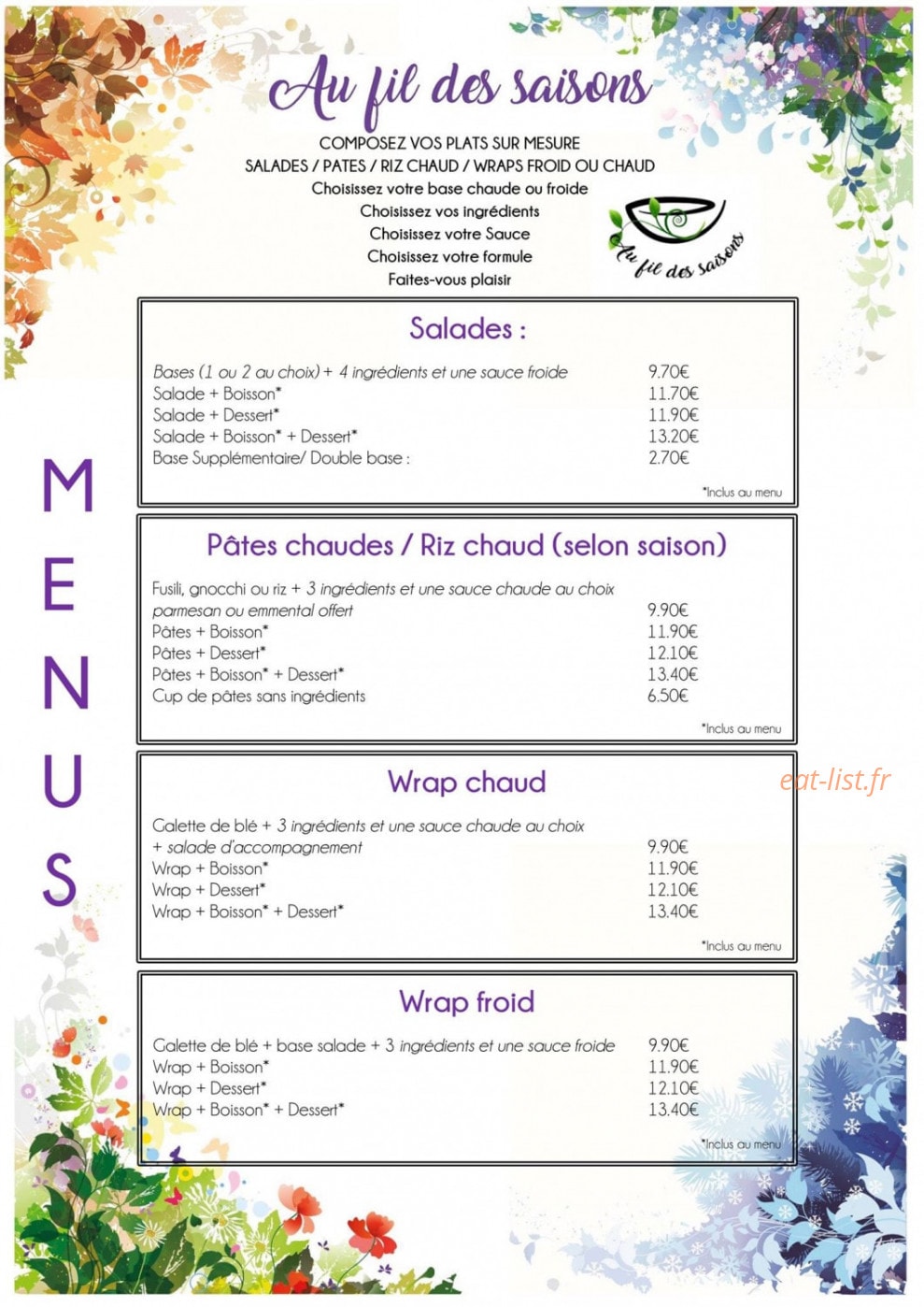Au fil des saisons — carte page 1