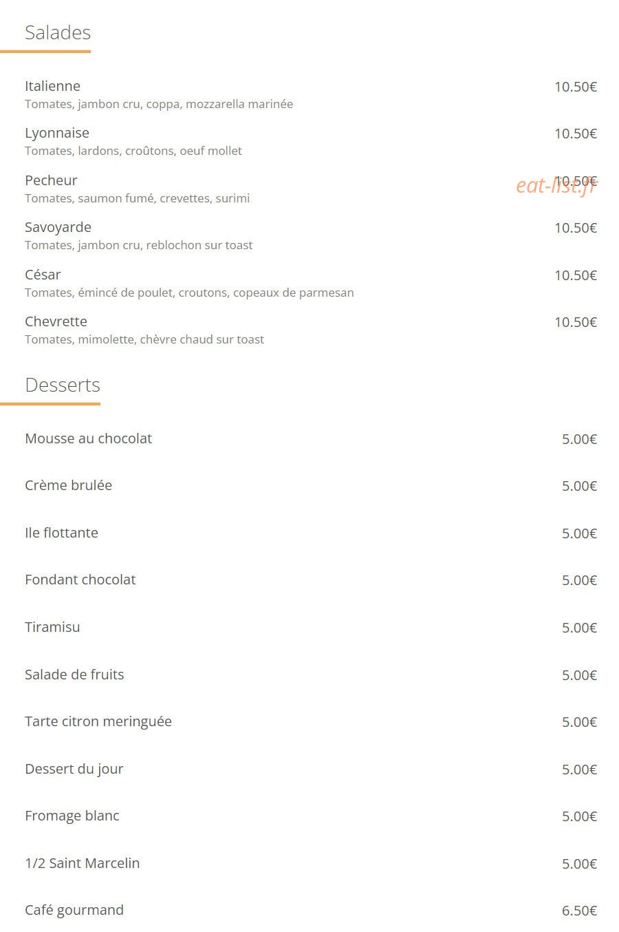 Brasserie de la Villette — carte page 2