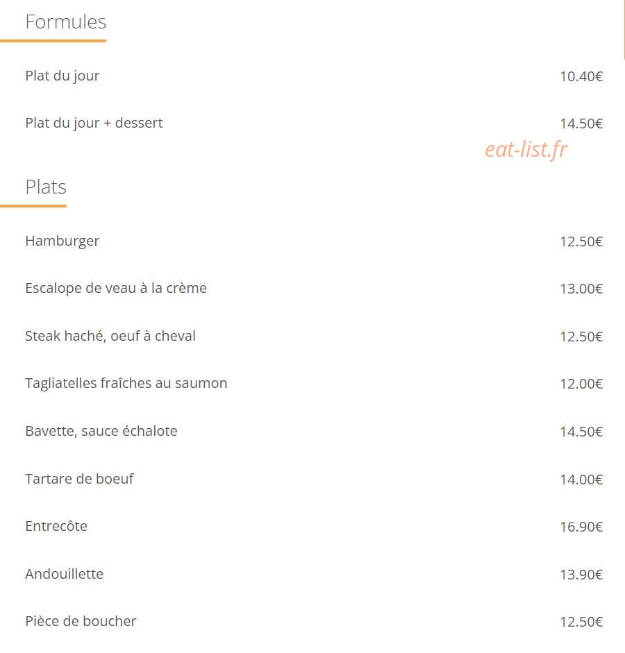 Brasserie de la Villette — carte page 1