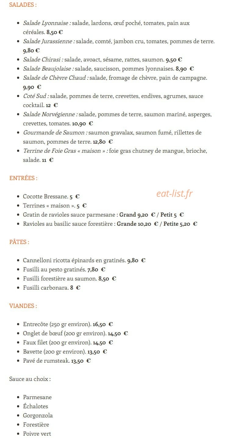Brasserie Deruelle — carte page 2
