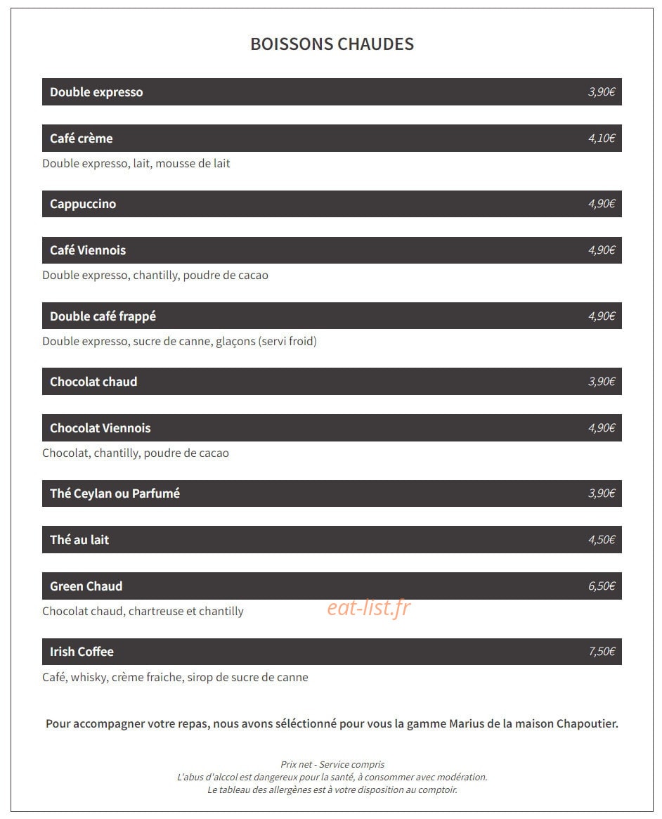 Brasserie Marius — carte page 4