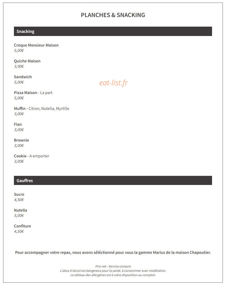 Brasserie Marius — carte page 6