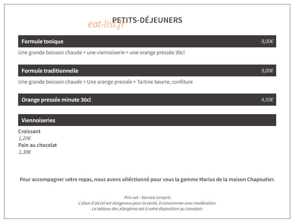 Brasserie Marius — carte page 5