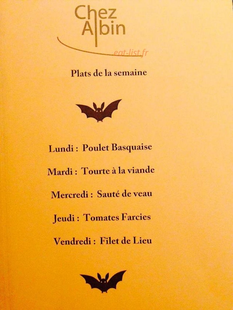 Chez Albin — carte page 1