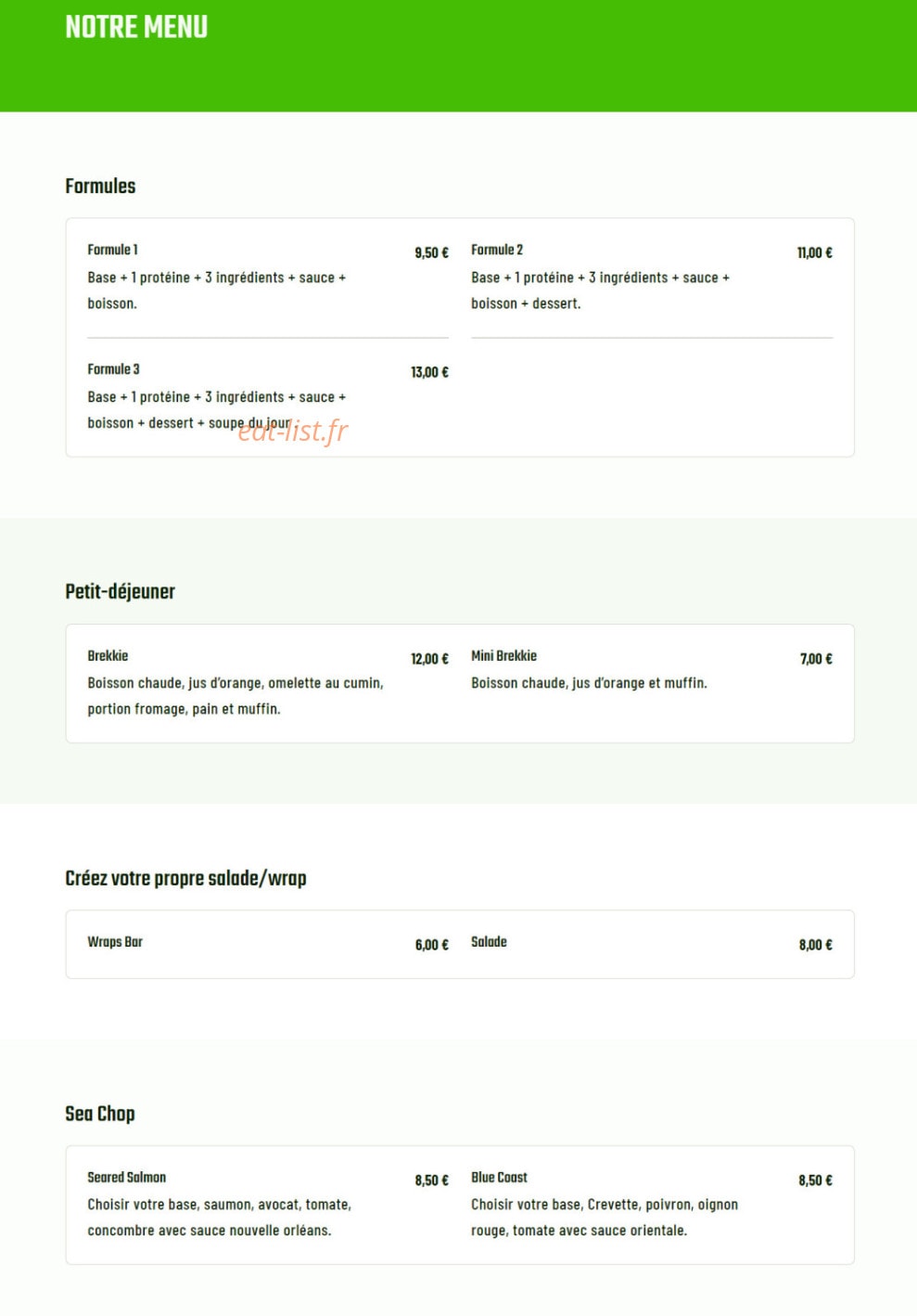 CHop'n Shake — carte page 2