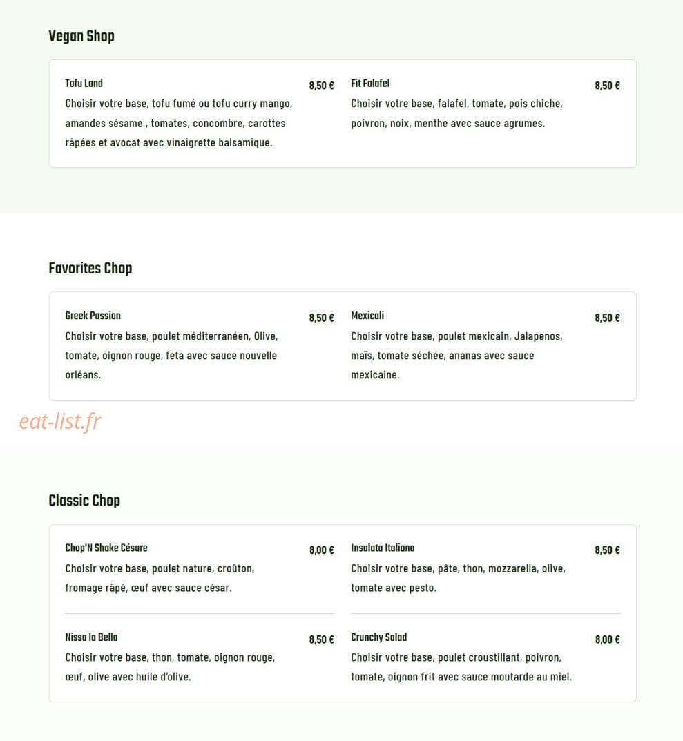 CHop'n Shake — carte page 3