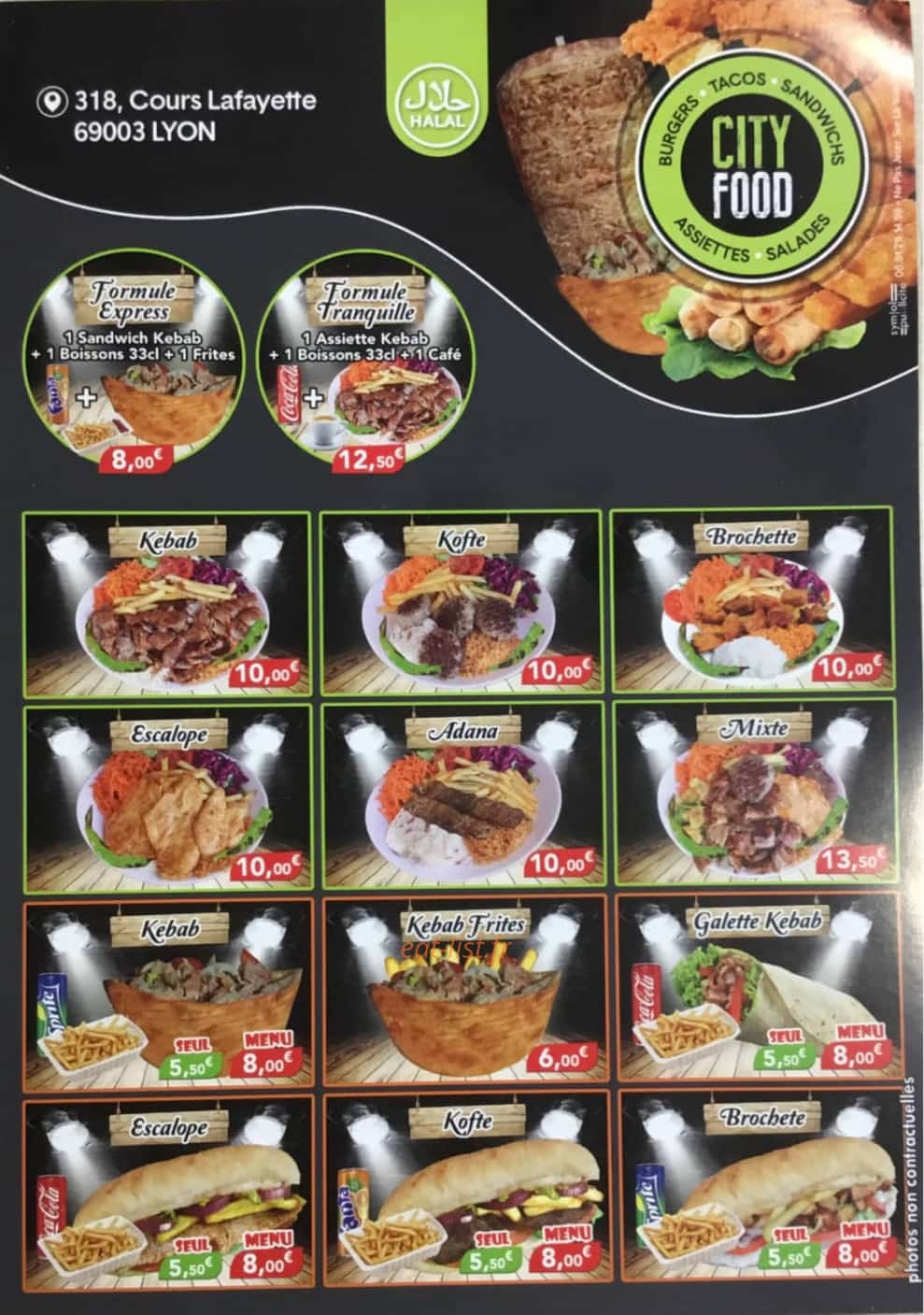 City Food — carte page 1