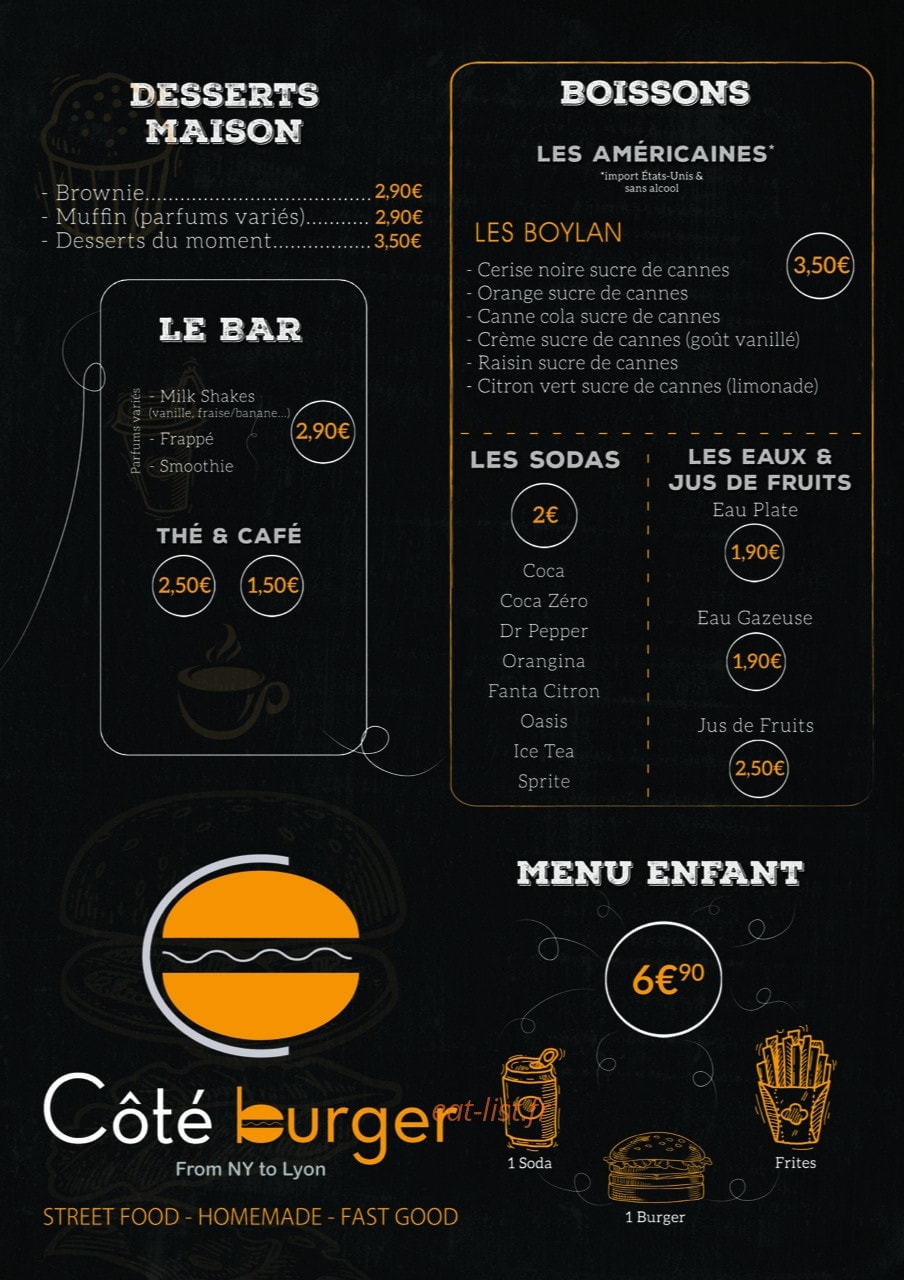 Côté Burger — carte page 4