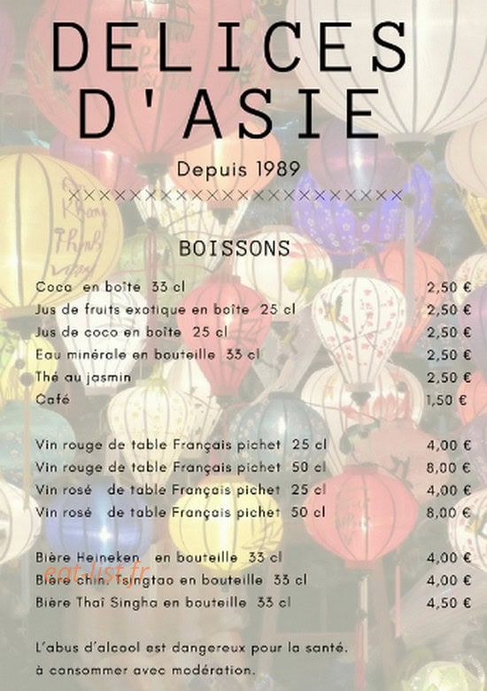 Délices d'Asie — carte page 2