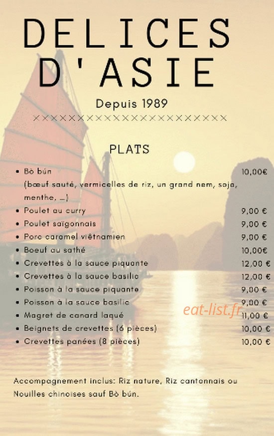 Délices d'Asie — carte page 1