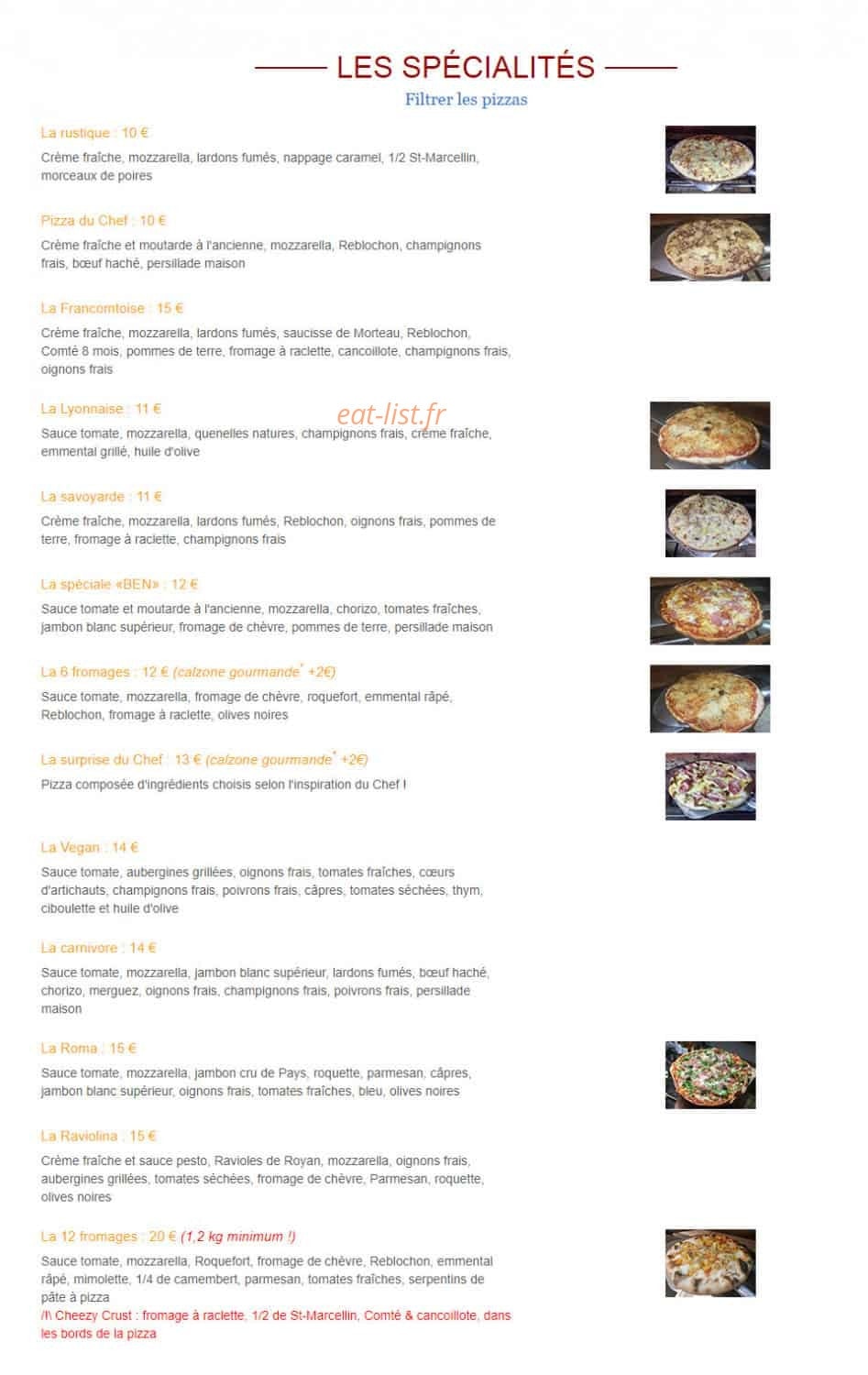 Déliss'pizza — carte page 2