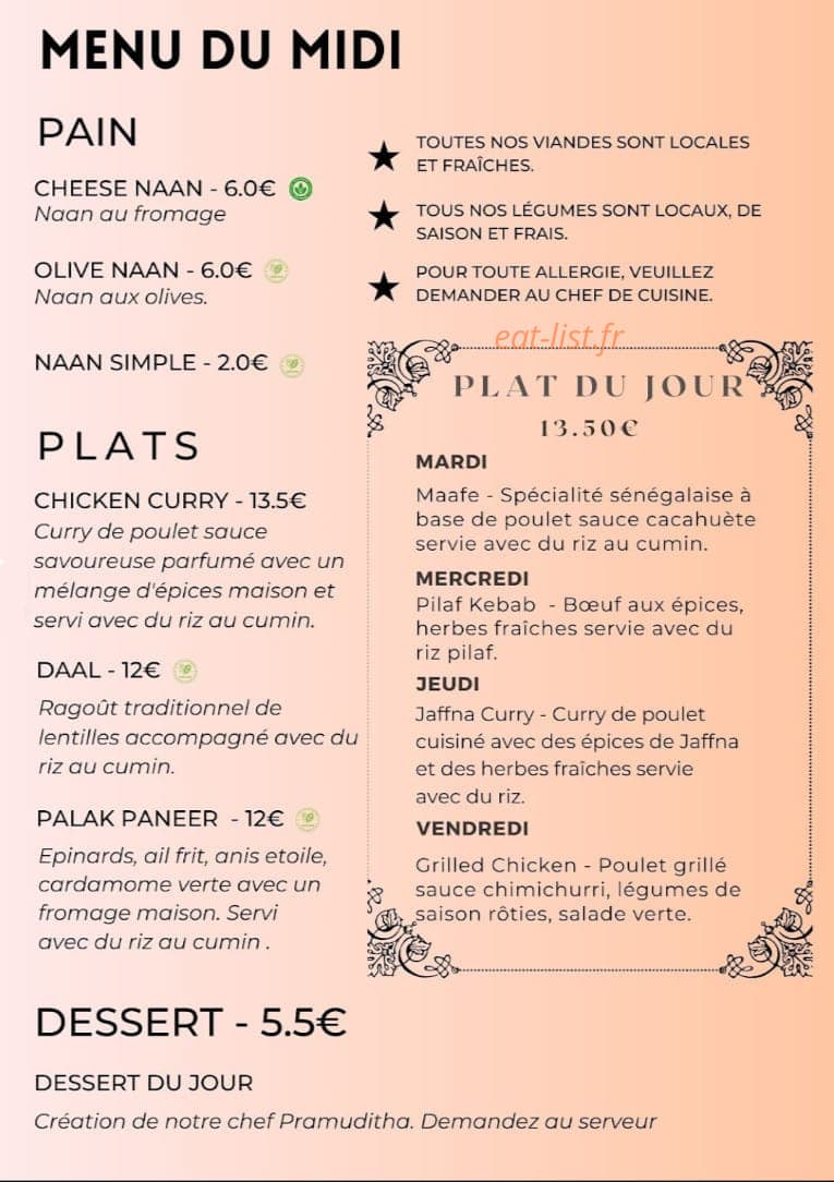Farah's Kitchen — carte page 2