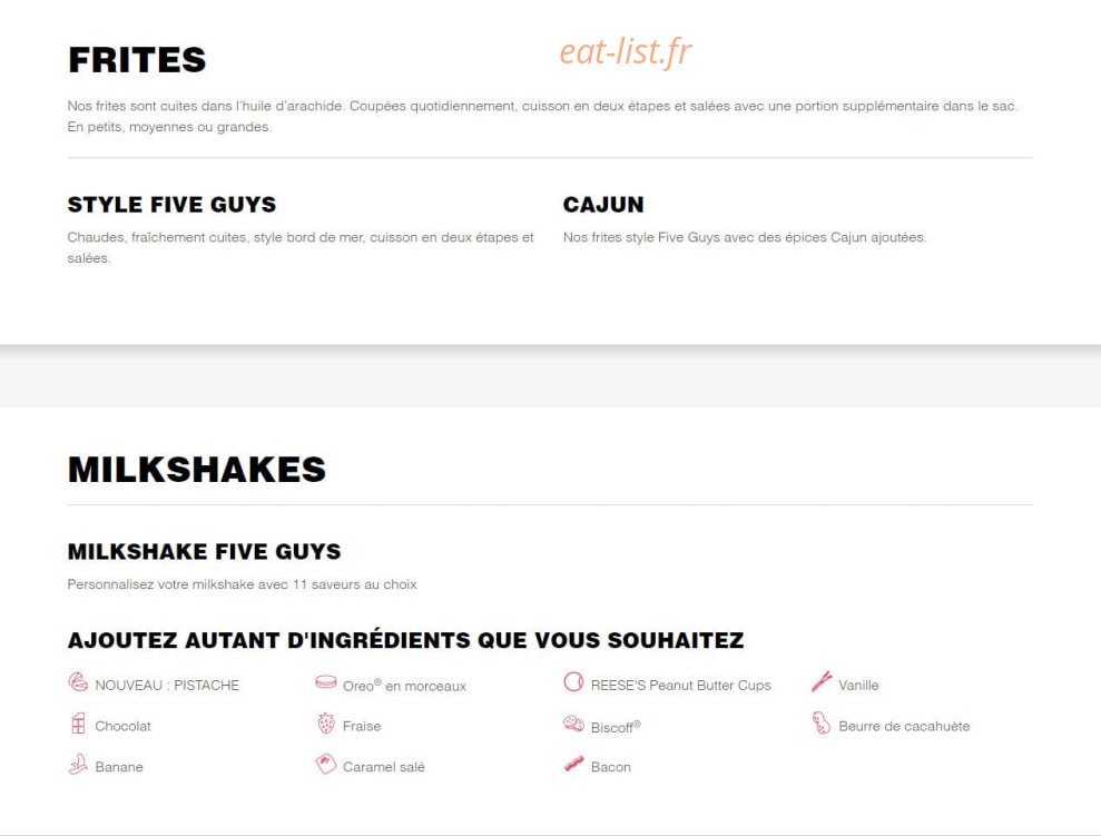 Five Guys — carte page 3