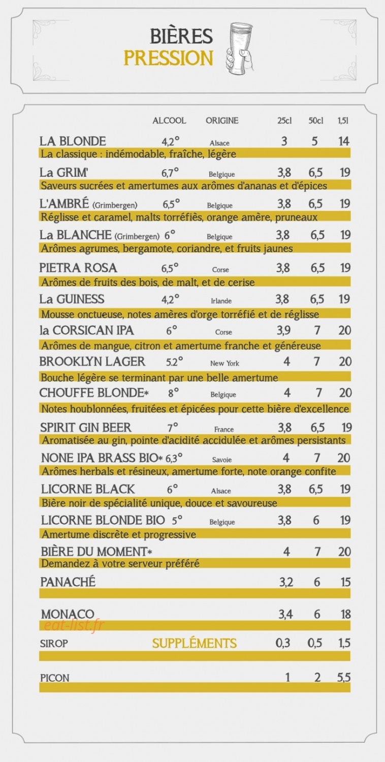 L'aristo bar — carte page 1