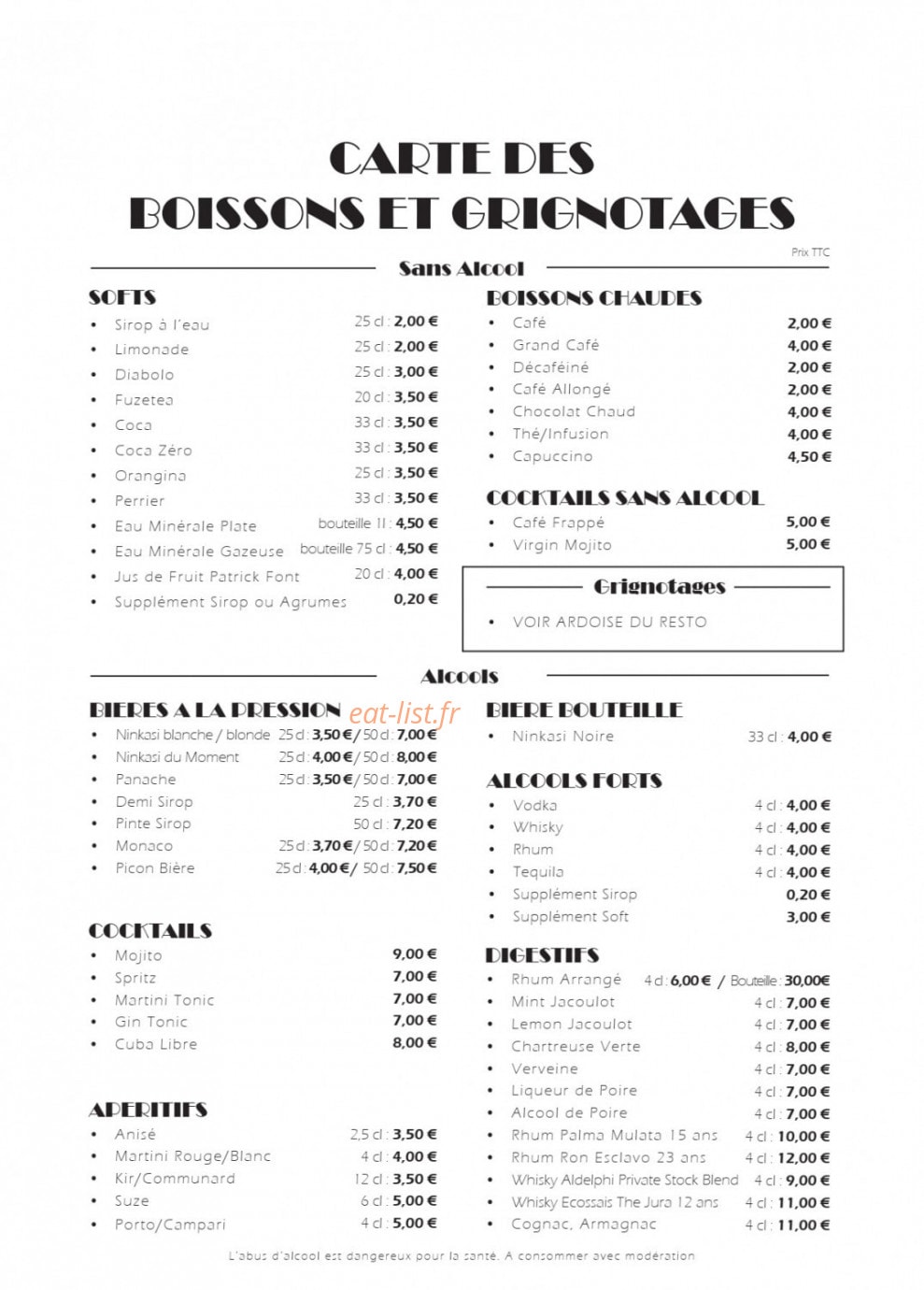 L'Esprit Bistrot — carte page 2