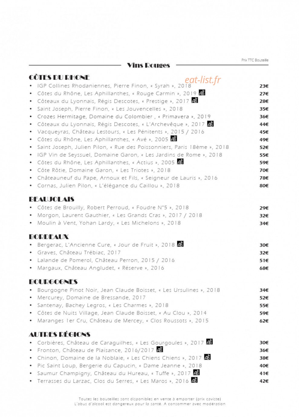 L'Esprit Bistrot — carte page 5
