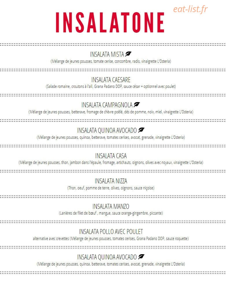 L'Osteria — carte page 2