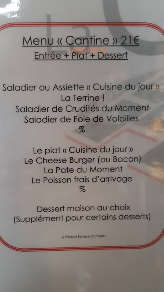 La cantine du palais — carte page 1