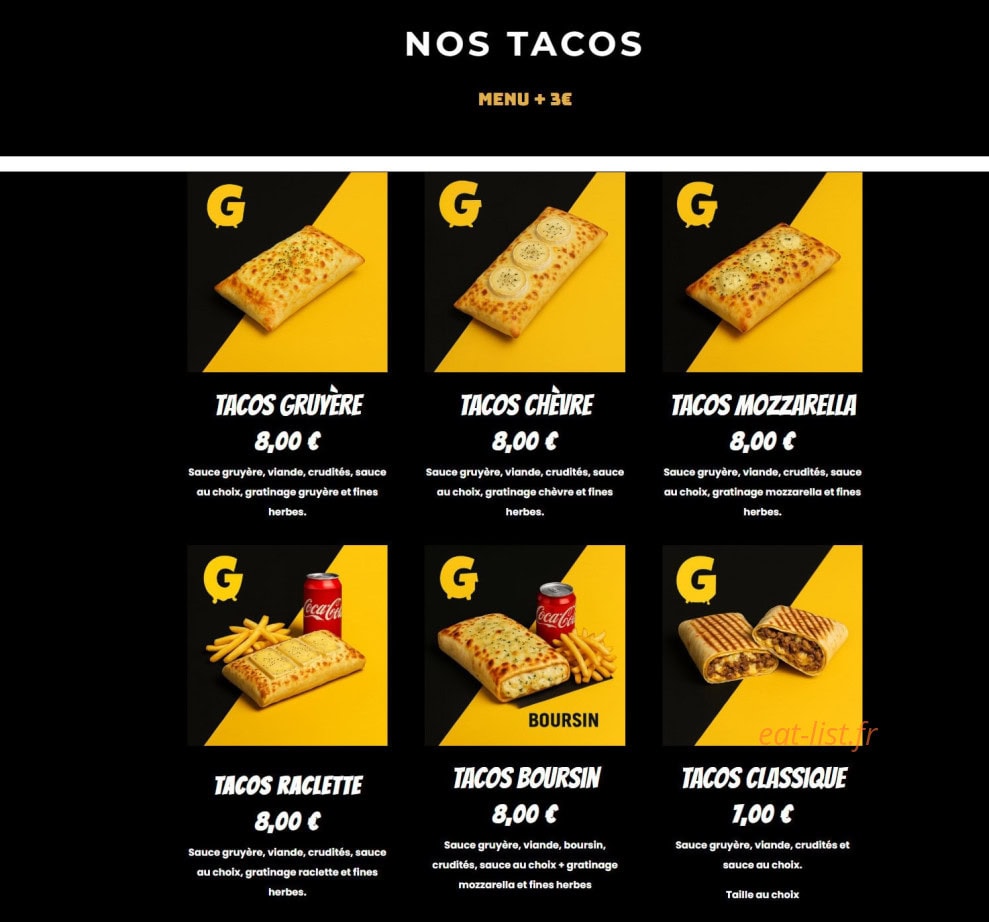La Gratinade — carte page 1