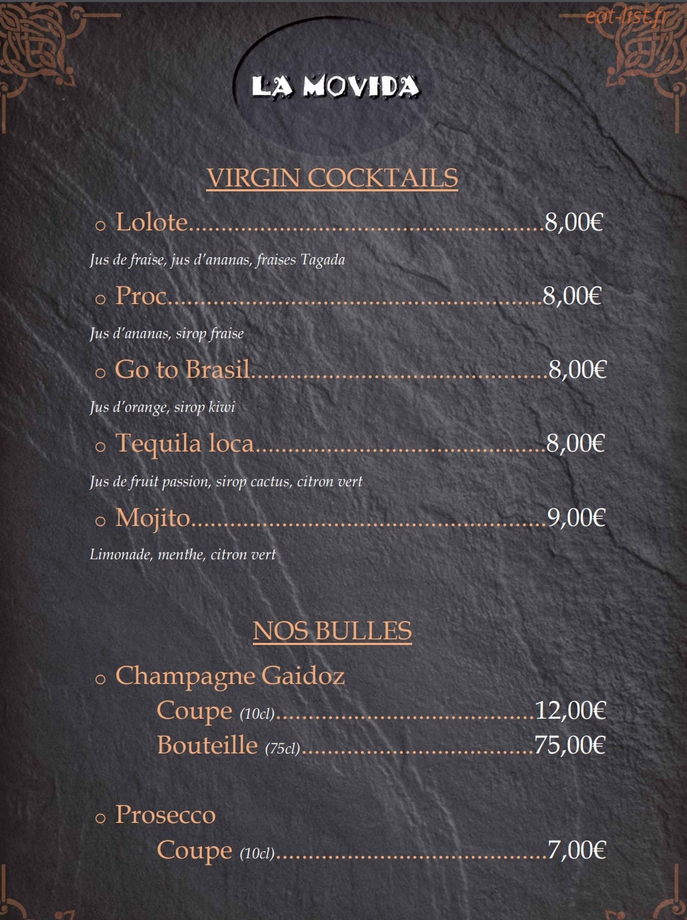 La Movida — carte page 5