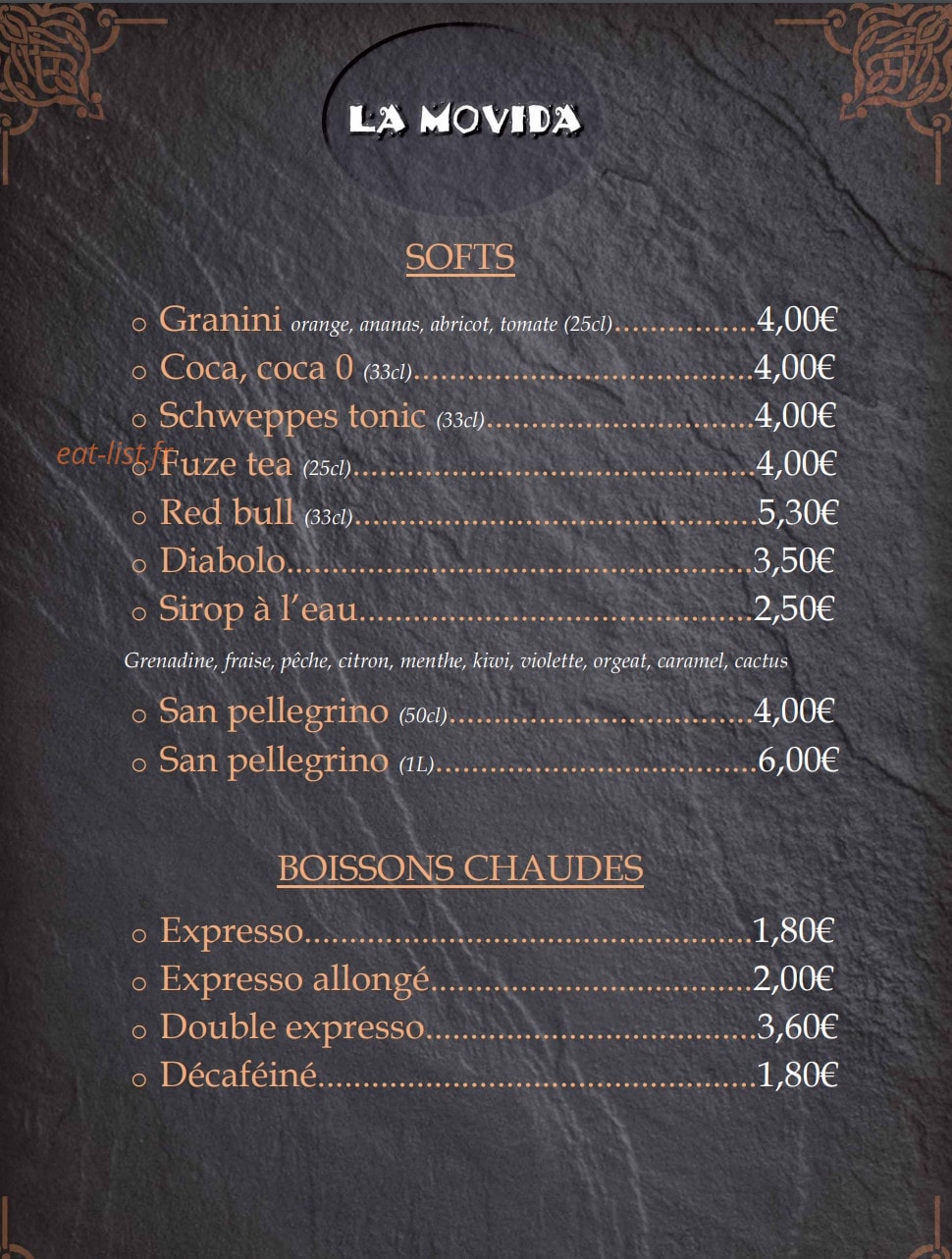 La Movida — carte page 4