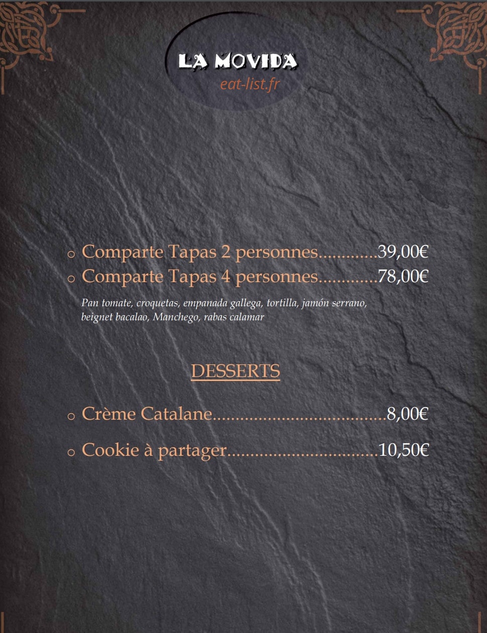 La Movida — carte page 3