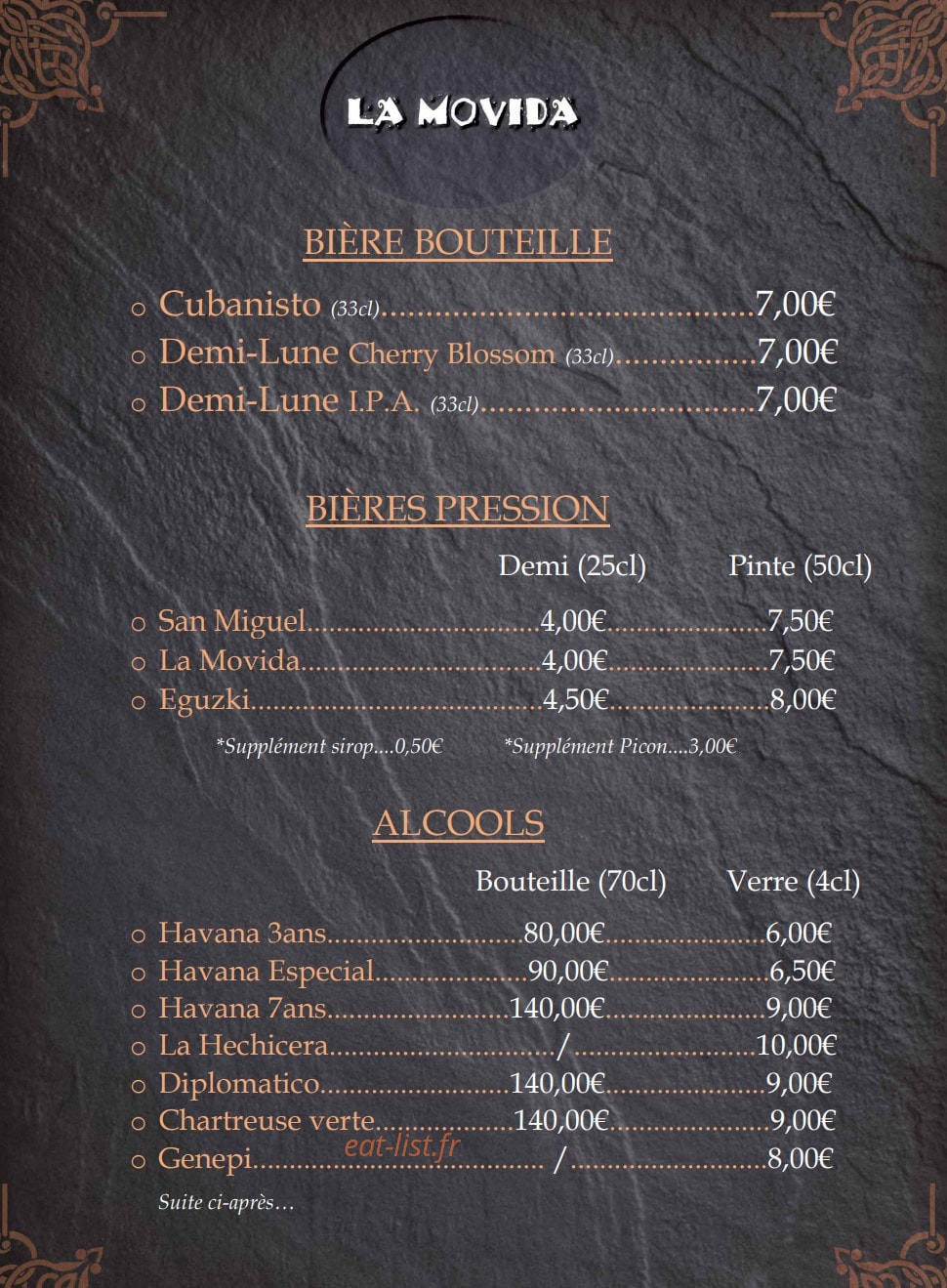La Movida — carte page 6