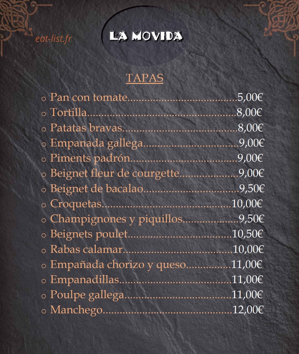 La Movida — carte page 2
