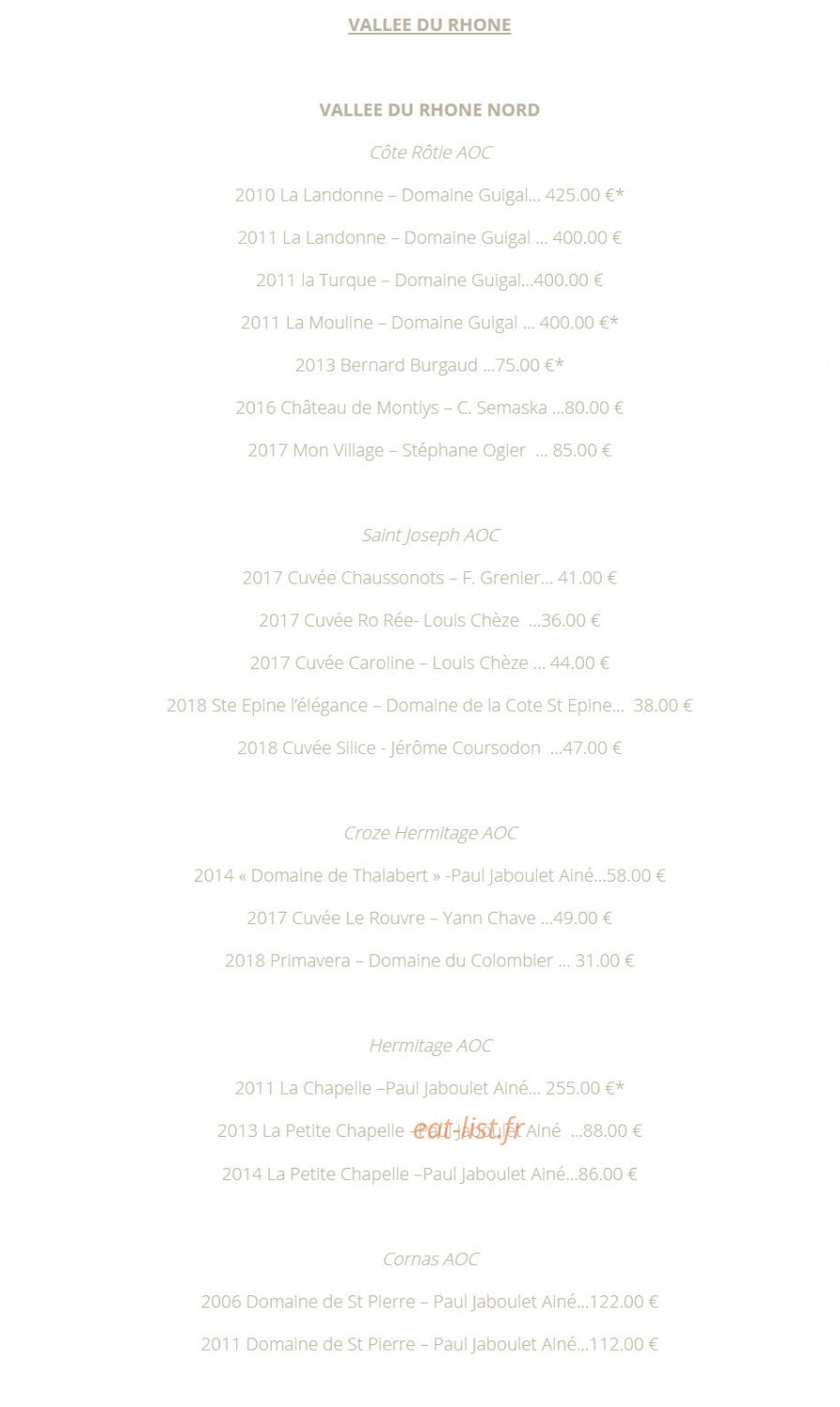 La Table 101 — carte page 18