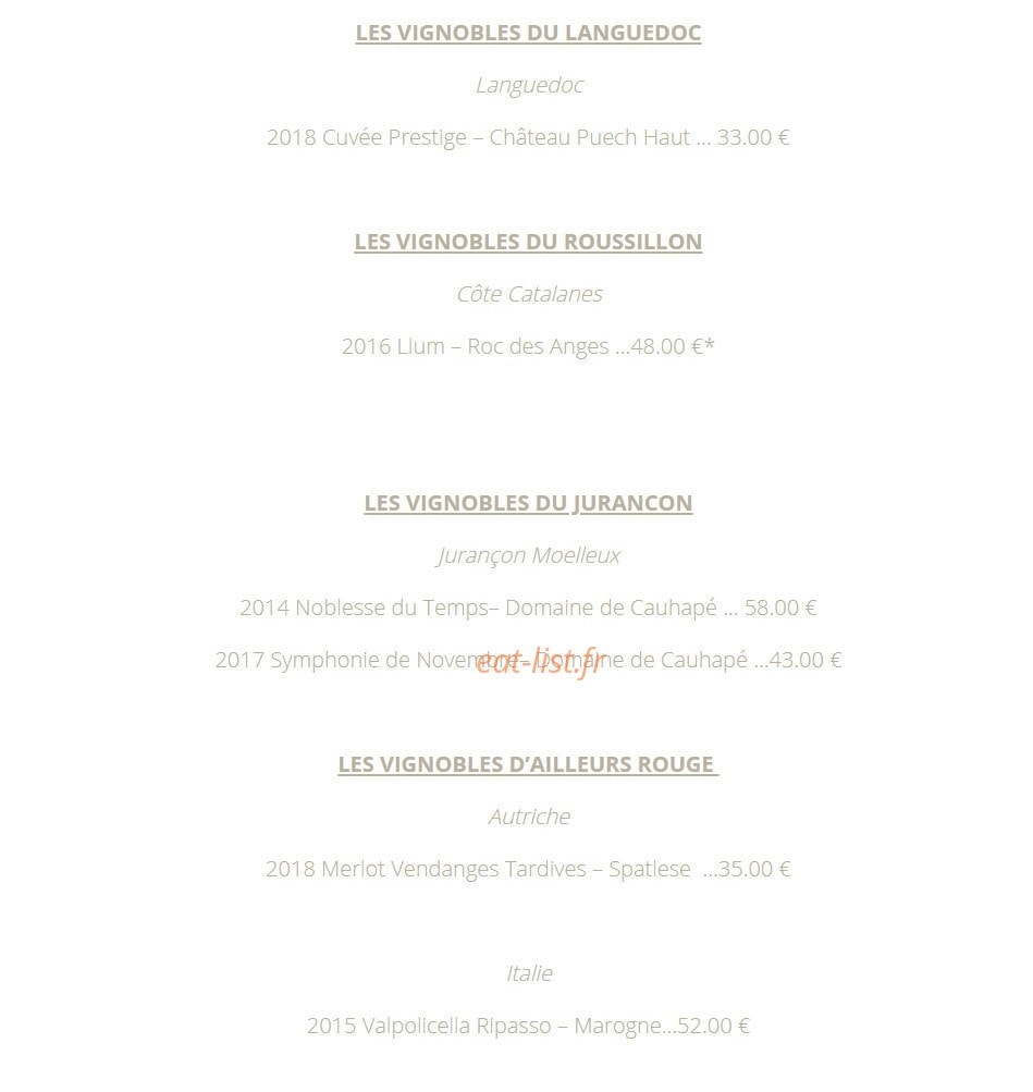 La Table 101 — carte page 10