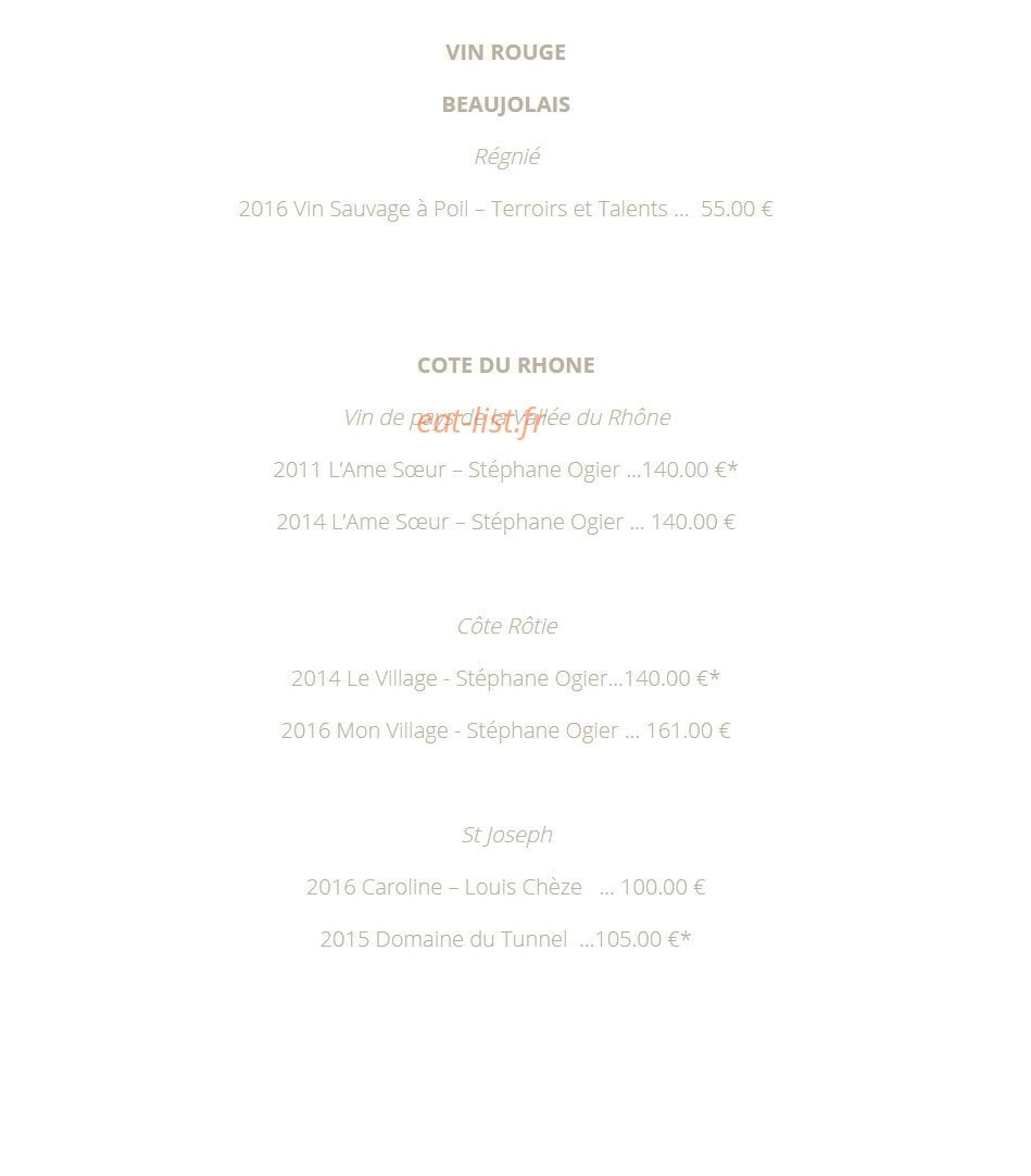 La Table 101 — carte page 22