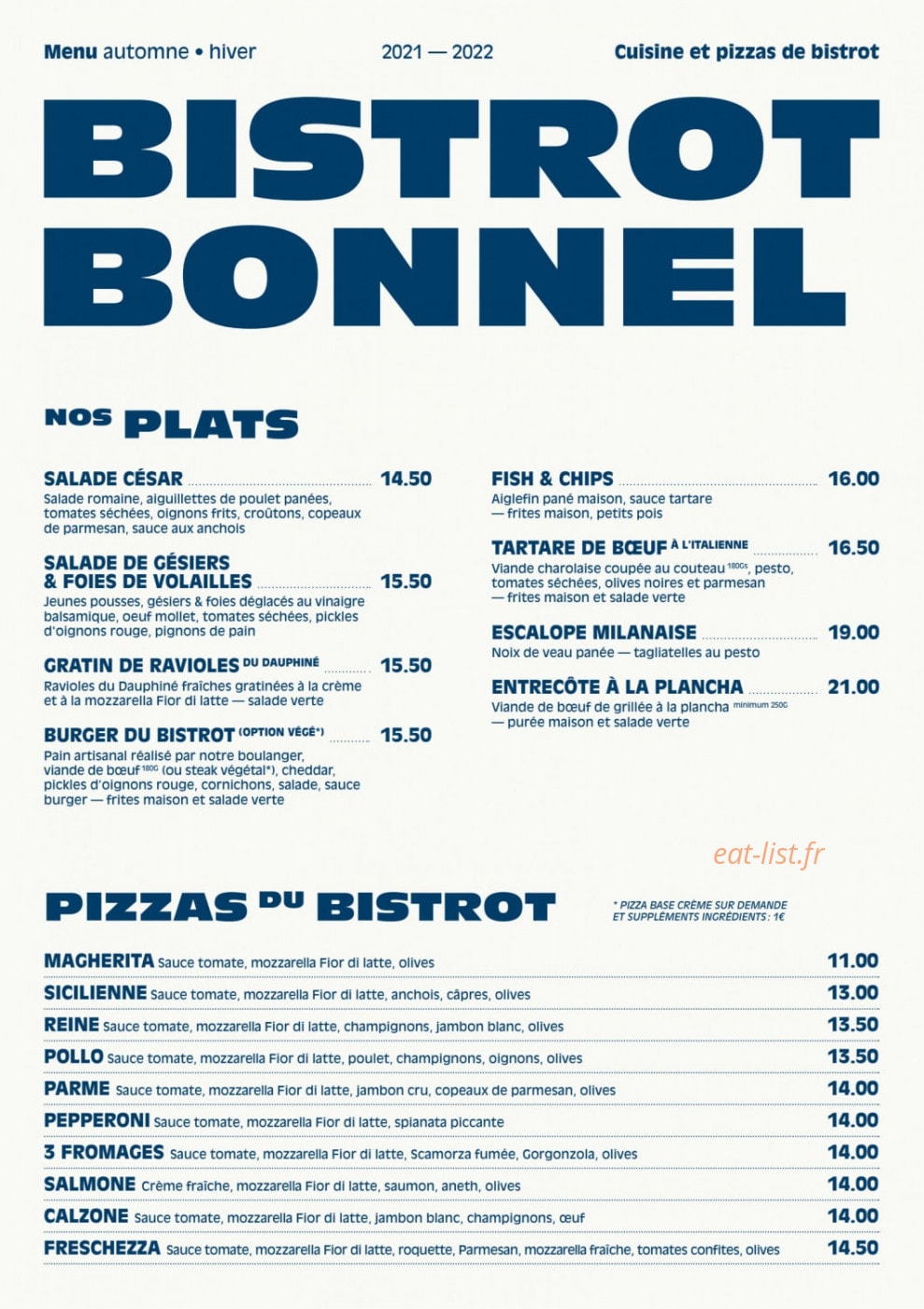 Le Bistrot Bonnel — carte page 1