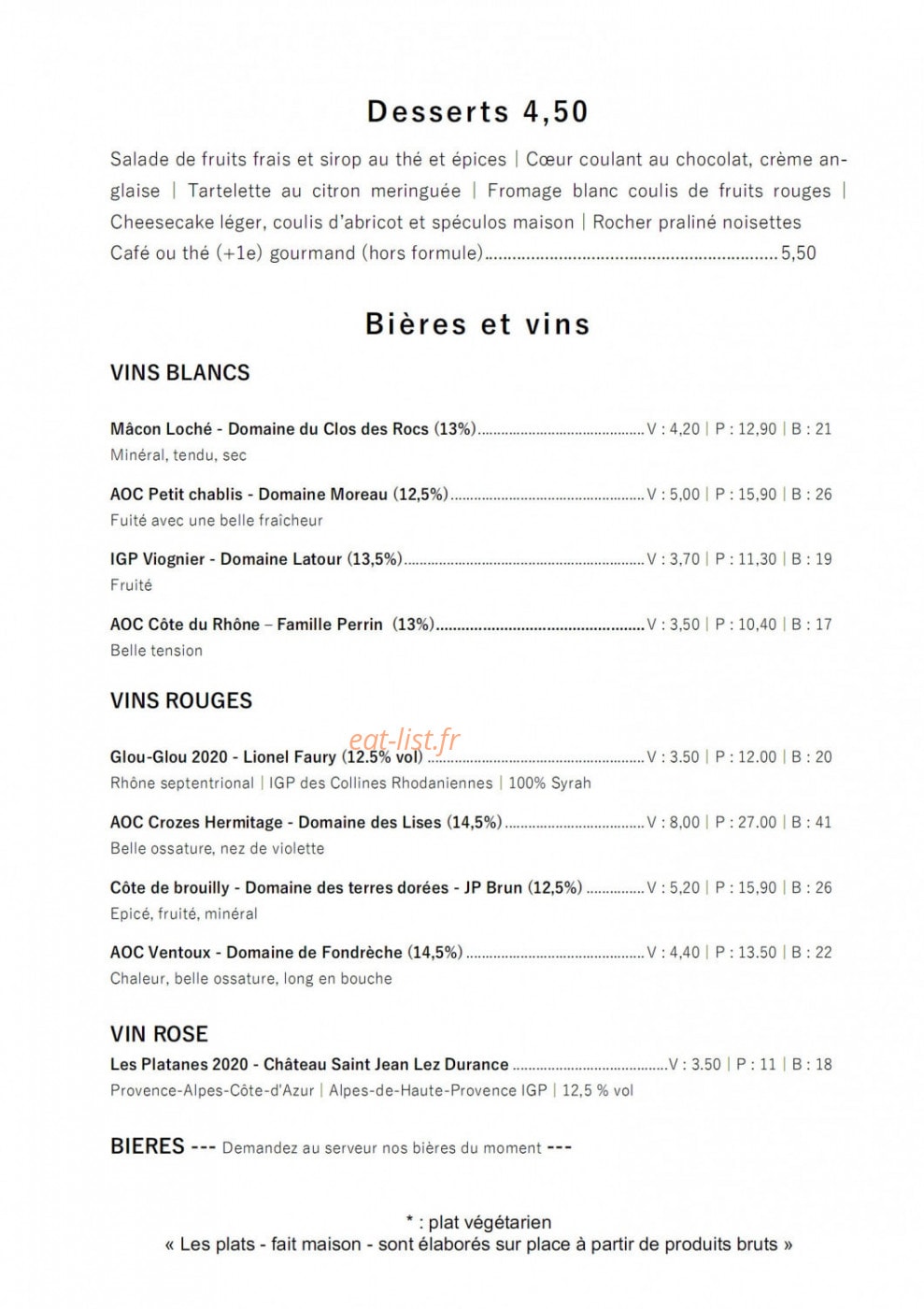Le Bistrot — carte page 3