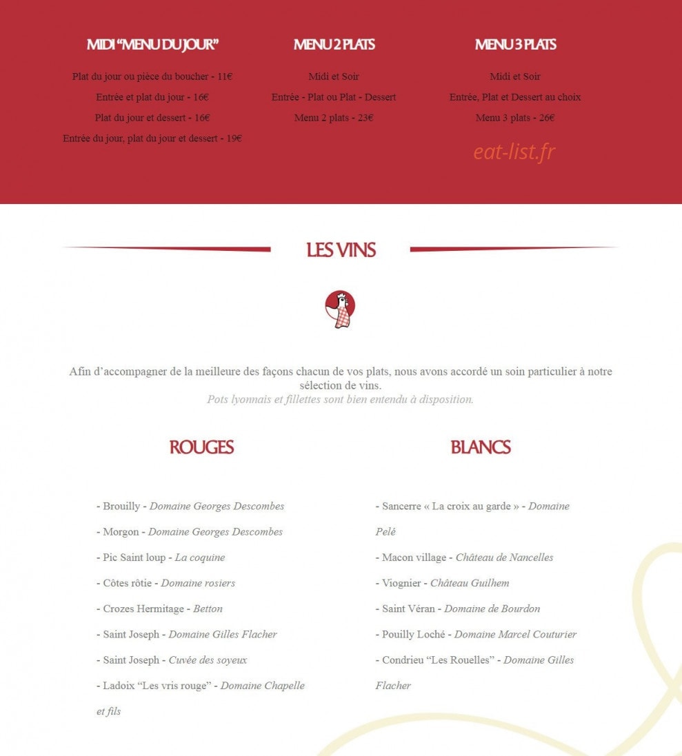 Le Bouchon des Artistes — carte page 2