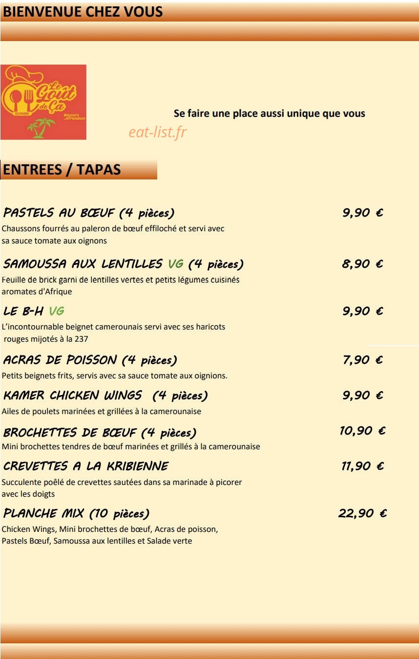 Le Goût de Ça — carte page 1