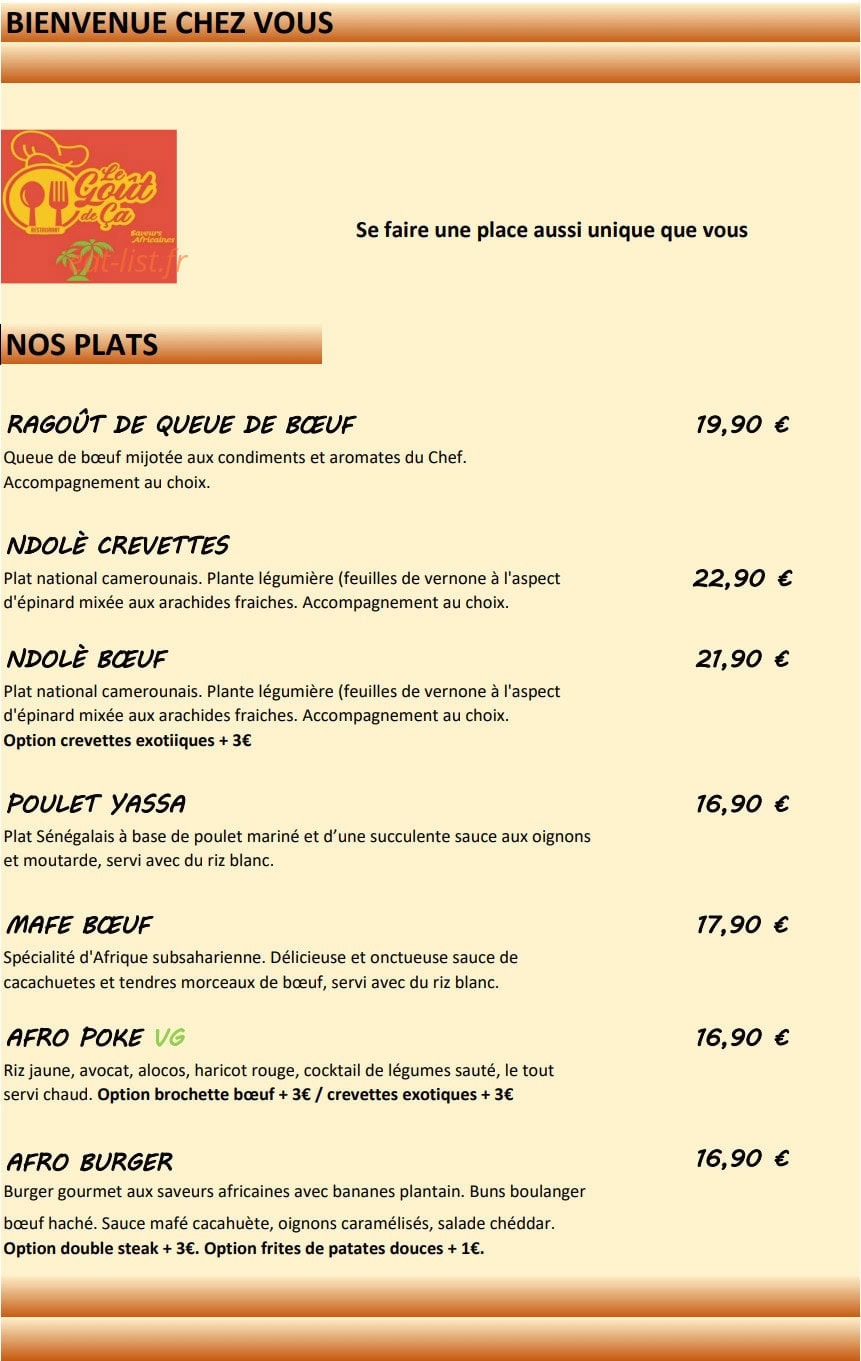 Le Goût de Ça — carte page 2